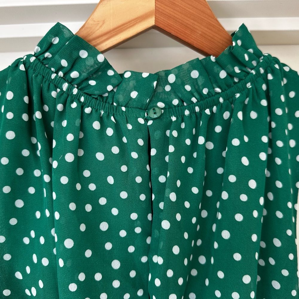 Kate & Lily Size 14 Green And White Polkadot Dress